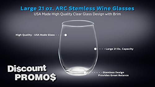10 ARC Stemless Wine Glasses Set (10 Count)