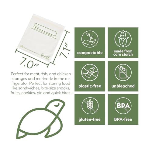 100% Compostable Food Storage Bags [Quart 100 Pack] Eco (100 Count)