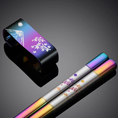 Metal Chopsticks Reusable 2 Pairs Titanium Plated 18