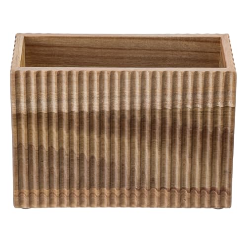 Fluted Premium Solid Acacia Wood Napkin Holder Rack Stand