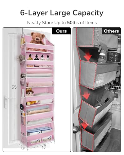 Over The Door Organizer with 6 Large Pockets 12 Side Pockets (6 Compartments)