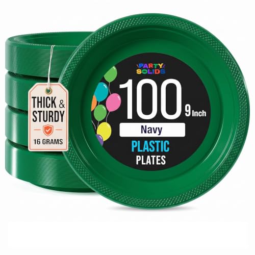 Sturdy Emerald Green Plastic Plates 9" Party Plates 100 Pcs (100 Count)