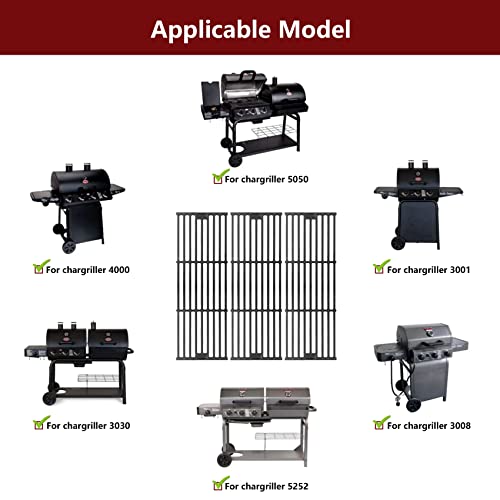 Grill Grates for Char Griller Replacement Parts Cast Iron Chargriller Cooking Grate 2121 2123 2222 2828 3001 3030 3725 4000 5050 5252 5650 9020 Charcoal Smoker Rack BBQ 19 3