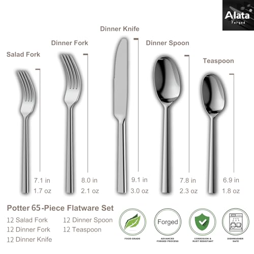 Potter 65 Piece Forged Silverware Set (10 Count)