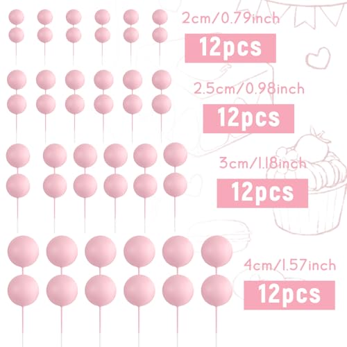 48 Pcs Balls Cake Topper Decorations Balloon Cupcake Toppers Foam Cake Topper Balls Cake Balls Decorations for Birthday Party Wedding Anniversary Cake Decorating (48 Count)
