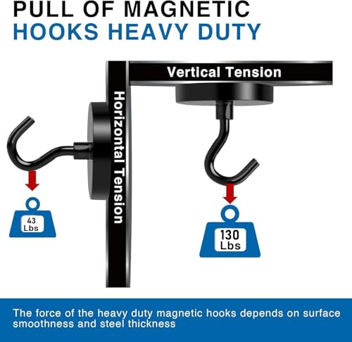 Magnetic Hooks Magnet Hook for Cruise Cabins 130LBS (12 Count)