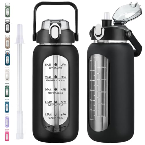 64oz Glass Water Bottles with Straw
