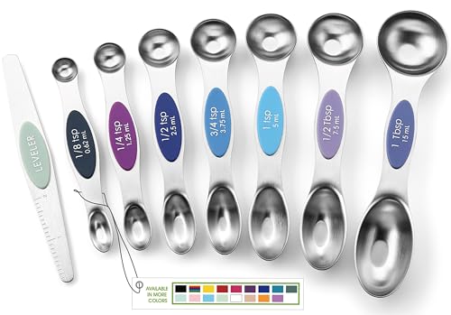Stainless Steel 8 Magnetic Measuring Spoons Set (8 Count)