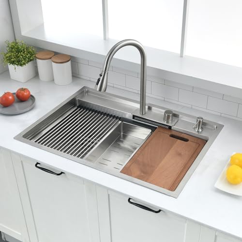 30 inch Drop in Kitchen Sink with Faucet Combo