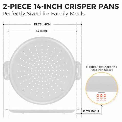 2 Pack Pizza Pan 14 Inch with Holes (2 Count)
