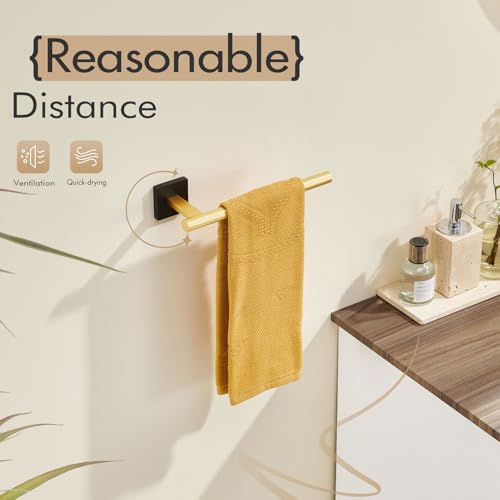 Bathroom Towel Bar Hand Towel Holders Wall Mount Toilet Kitchen Cabinet Paper Holder Stainless Steel Bath Hardware Black with Gold