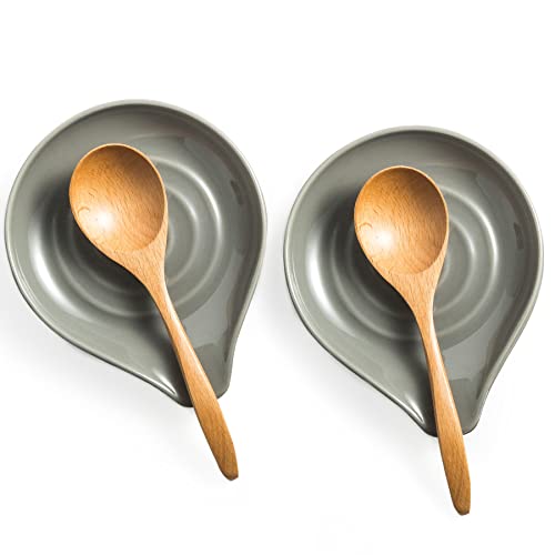 Spoon Rest Ceramic Spoon Holder for Stove Top Large Spatula Holder (2 Count)