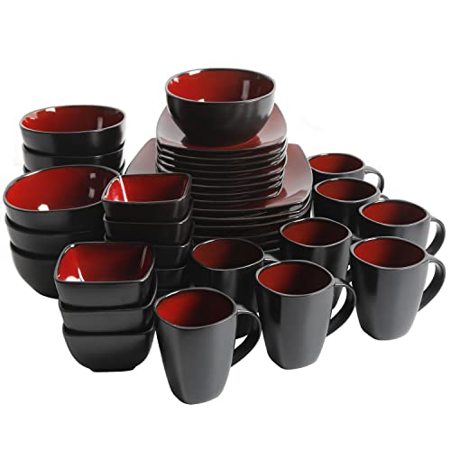 Soho Lounge Square Reactive Glaze Stoneware Dinnerware Set