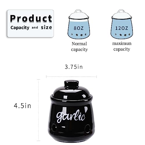 Ceramic Mini Garlic Saver Container for Countertop (12 Ounce)