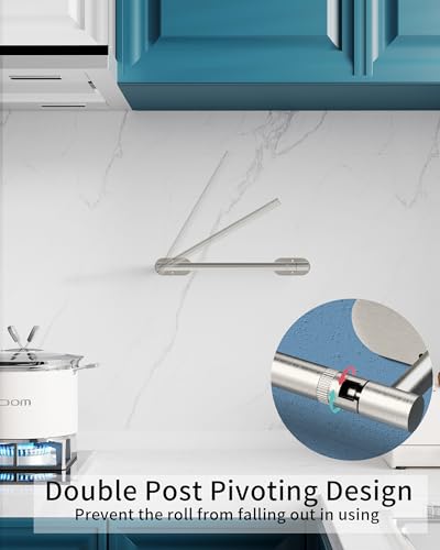 Paper Towel Holder Under Cabinet with 2Hooks Self Adhesive Silver