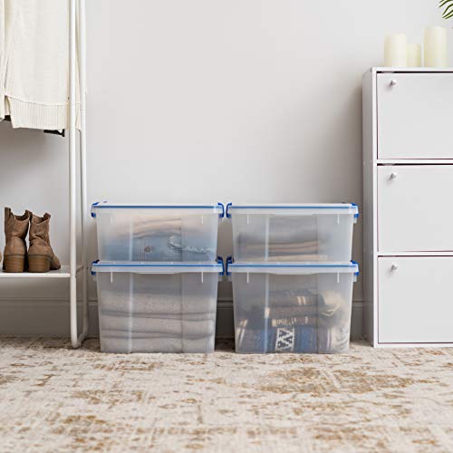 4-Pack 26.5/44 Combo Qt Storage Bins with Gasket Lids, Clear/Blue (4 Count)
