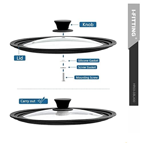 Vented Tempered Glass Universal Cookware Lid Black1Pack