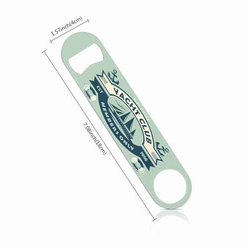 Yacht Club Sign Stainless Steel Bottle Opener Boat Ship Sailor Anchor Ocean Adventure Coast Sailboat Cruise Flat Beer Bottle Opener Keychain for Home Kitchen Bar Restaurant Party Birthday Gift