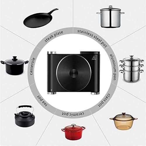 Hot Plate Electric Burner Single Burner Cast Iron hot plates for cooking Portable Burner 1500W with Adjustable Temperature Control Stainless Steel Non