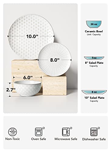 Ceramic Dishes Set for 4 (8 Count)