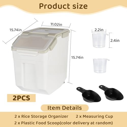 50 Pound Large Food Grade Container for Rice Flour Sugar (2 Count)