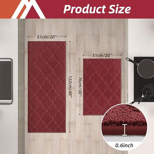 Soft Kitchen Rugs Set of 2 Non Slip 20"x30"+20"x48"