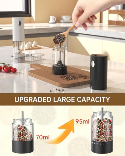 Electric Salt and Pepper Grinder Set Rechargeable Salt and Pepper Mills with 6 (2 Count)