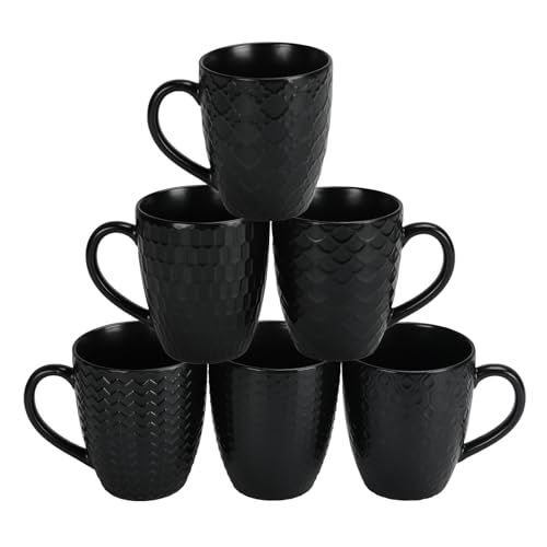 16 OZ Black Coffee Mugs Set of 6 (6 Count)