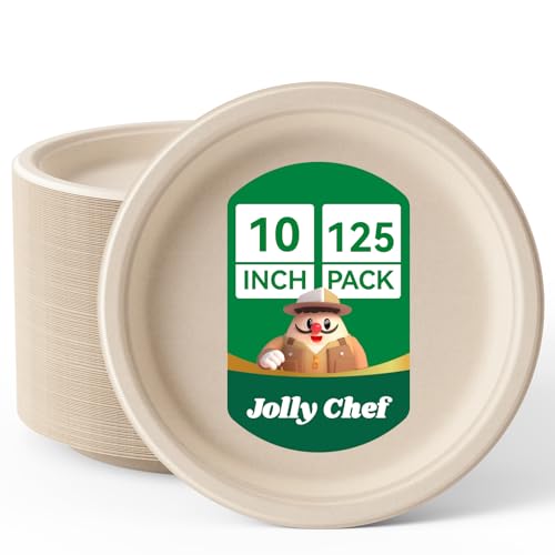Compostable Heavy Duty Plates 𝟭𝟬 𝗜𝗻𝗰𝗵 [𝟭𝟮𝟱 𝗣𝗮𝗰𝗸] Eco (125 Count)
