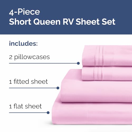 Short Queen Size 4 Piece Bed Sheet Set