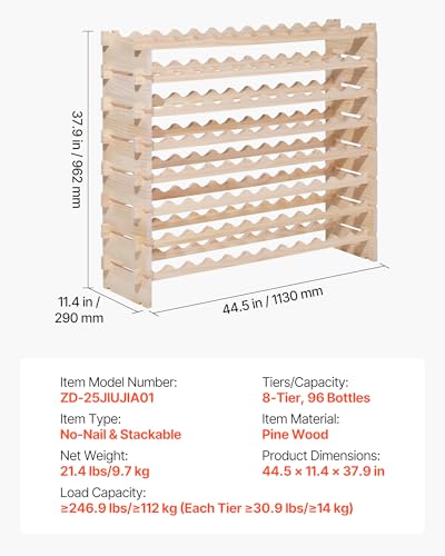 96 Bottle Stackable Modular Wine Rack