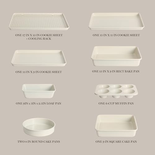 Gallen 10 Piece Baking Pans Ceramic PFA Free Non Toxic Non Stick Bakeware Set (10 Count)