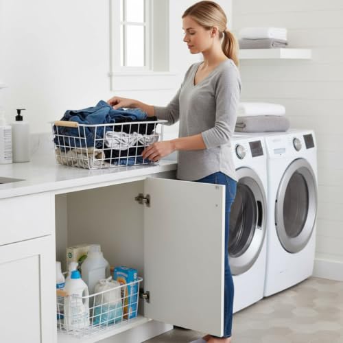 white wire baskets for organizing with Wooden Handles Storage Organizer Baskets (2 Count)