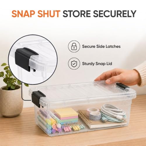 1.05 Quart Mini Clear Plastic Storage Container with Lid (12 Count)