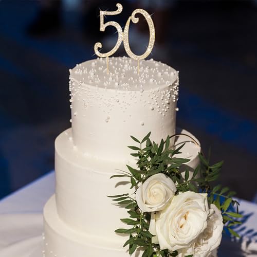 50th Birthday Decorations Women Rhinestone Birthday Cake Topper