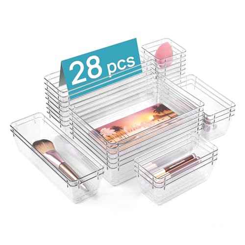 28 Pack Clear Drawer Organizer Bins (28 Count)