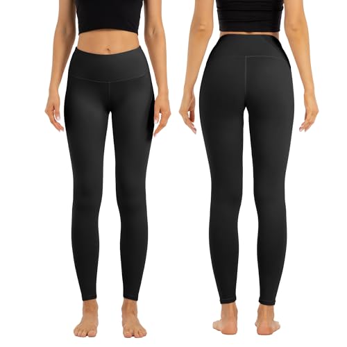 High Waist Butt Lifting Leggings for Women Buttery Soft Breathable Yoga Pants with Hidden Pocket Tummy Control Gym Black