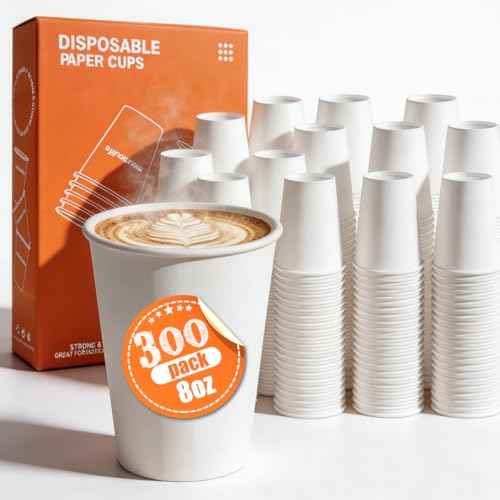 Disposable Paper Coffee Cups 8 oz 300 Count