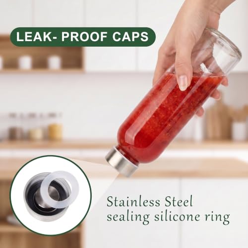 12 Pack Glass Water Bottles with Sleeves (12 Count)