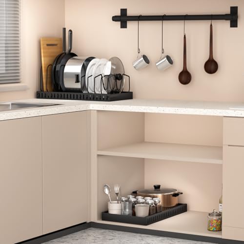 1 Pack 16.5" Deep Expandable Pots and Pans Organizer Under Cabinet