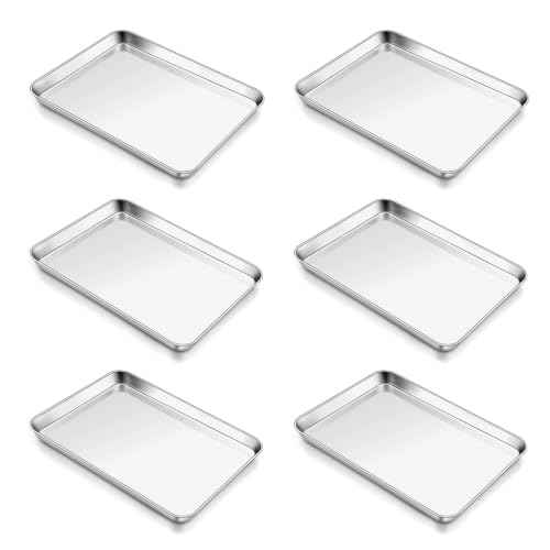 6 Pack 9 x 13 Inches Stainless Steel Quarter Sheet Pans (4 Count)