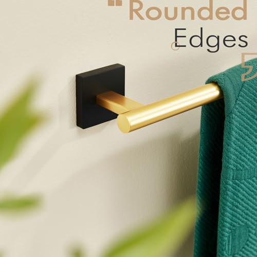 Bathroom Towel Bar Bath Towel Holders for Toilet Kitchen Cabinet Wall Mount 24 Inch Black with Gold Stainless Steel B4005GDK
