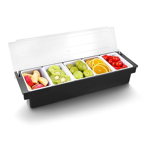 Ice Chilled Condiment Caddy with 5 Removable Trays and Lids (45.8562 Ounce)