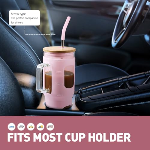 Glass Tumbler with Straw and Lid