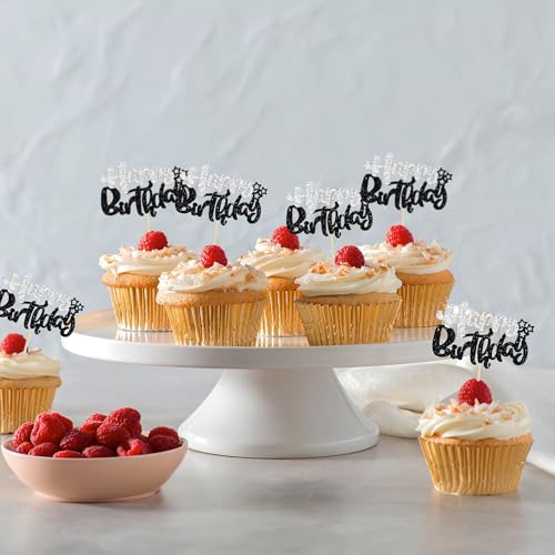 24Pcs Happy Birthday Cupcake Toppers (24 Count)