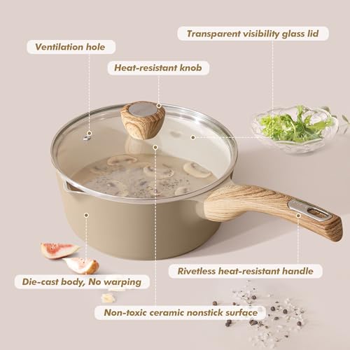 Ceramic Nonstick Sauce Pan with Lid