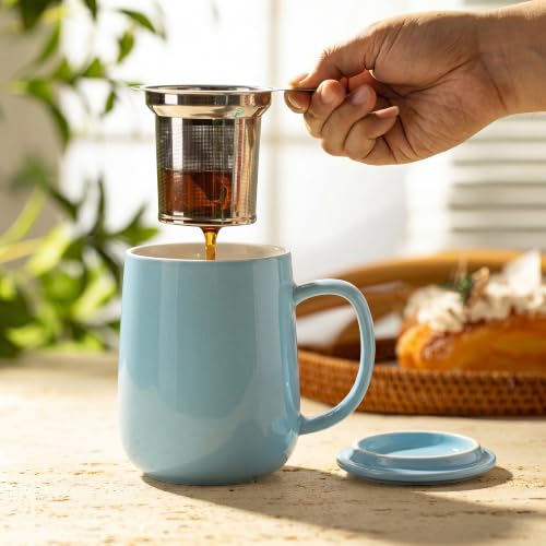 20 OZ Porcelain Tea Mug with Infuser and Lid