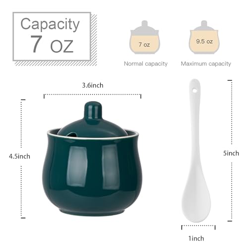 7 OZ Ceramic Sugar Bowl with Lid and Spoon