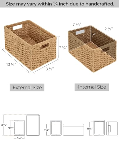 Wicker Storage Baskets for Shelves (2 Count)