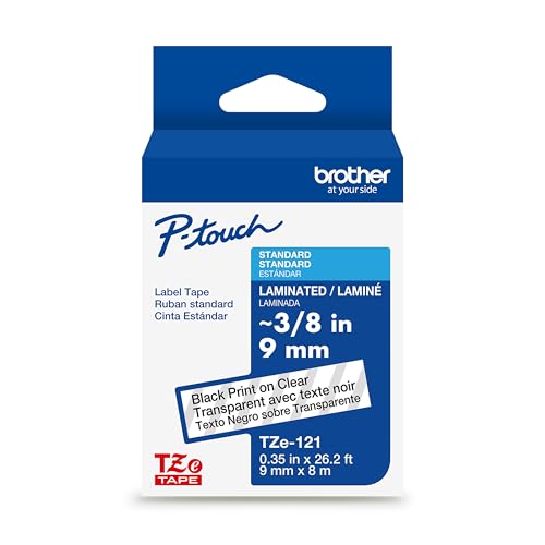 Genuine P Touch TZe Black Print on Clear Label Tape (26.2 Foot)